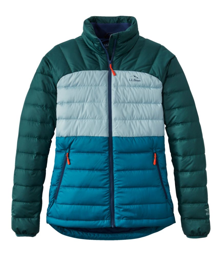 Women's Bean's Down Jacket, Colorblock, Mallard Teal/Dark Pine, small image number 1