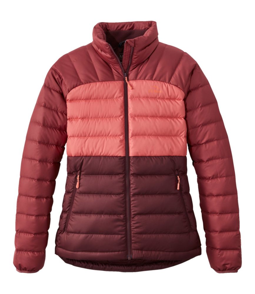 Women's Bean's Down Jacket, Colorblock, Burgundy Brown/Rosewood, small image number 1