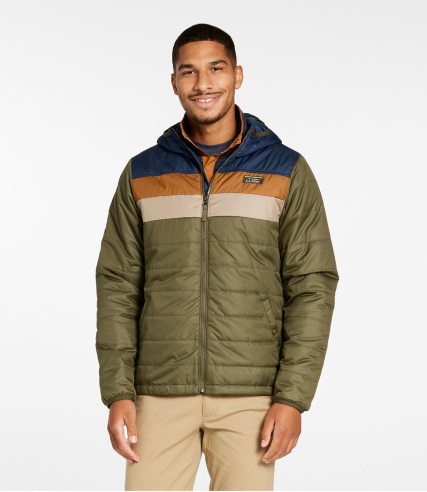 Men's Mountain Classic Puffer Hooded Jacket, Colorblock, Kelp Green/Nautical Navy, small image number 2