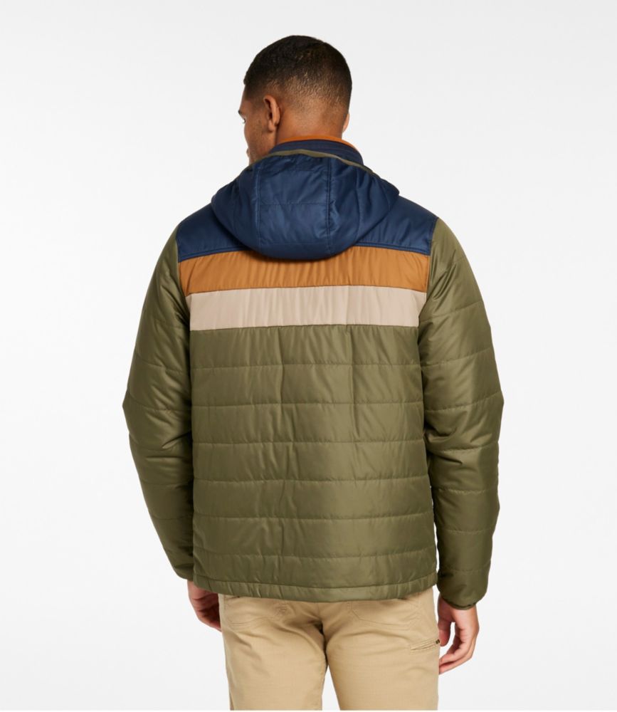 Men's Mountain Classic Puffer Hooded Jacket, Colorblock, Kelp Green/Nautical Navy, small image number 3