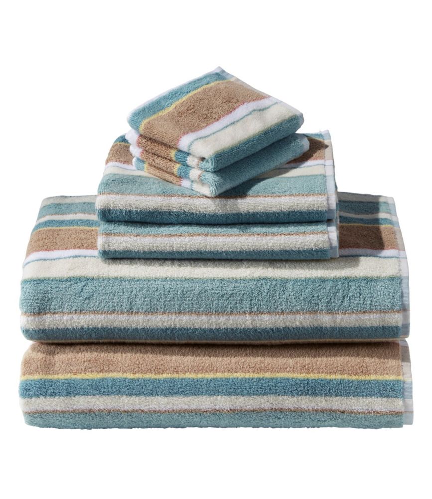 Bean's Organic Cotton Towel Set, Stripe, Blue Quartz, small image number 1