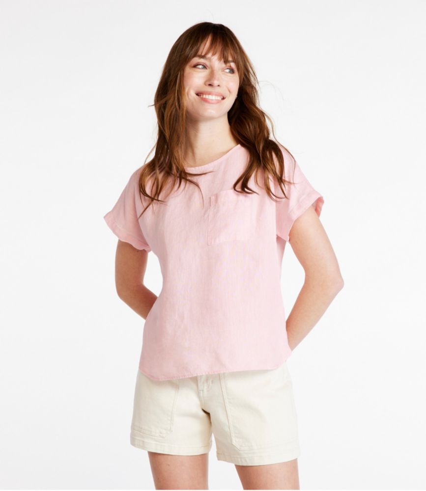 Women's Premium Washable Linen Shirt, Short-Sleeve Tee, , small image number 1