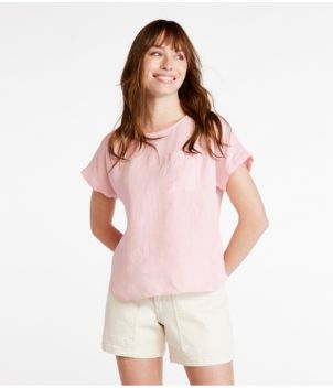 Women's Premium Washable Linen Shirt, Short-Sleeve Tee