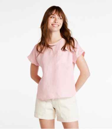 Women's Premium Washable Linen Shirt, Short-Sleeve Tee