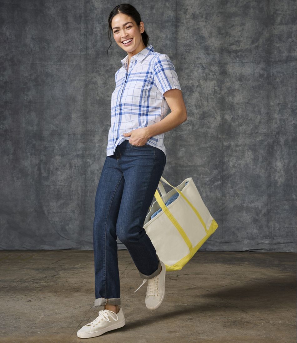 Women's Organic Classic Cotton Shirt, Short-Sleeve Plaid