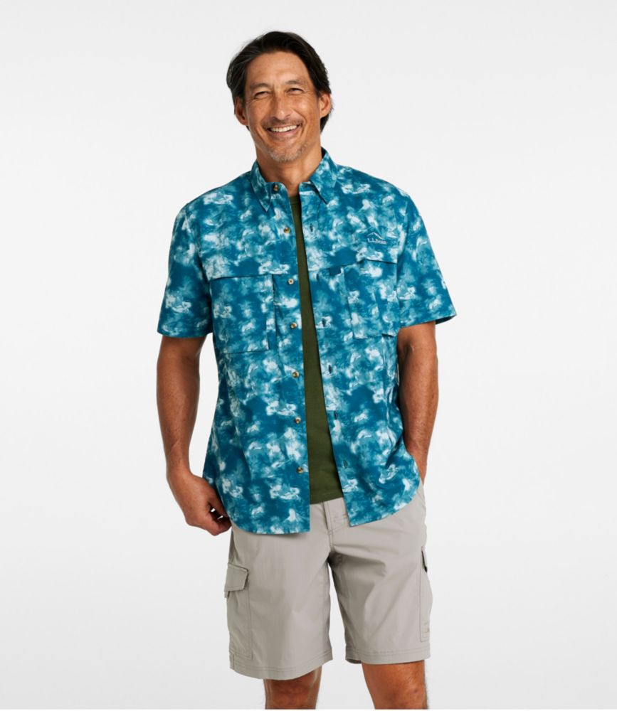 Men's Tropicwear Shirt, Short-Sleeve Print, Canyon Rust Fish, small image number 2