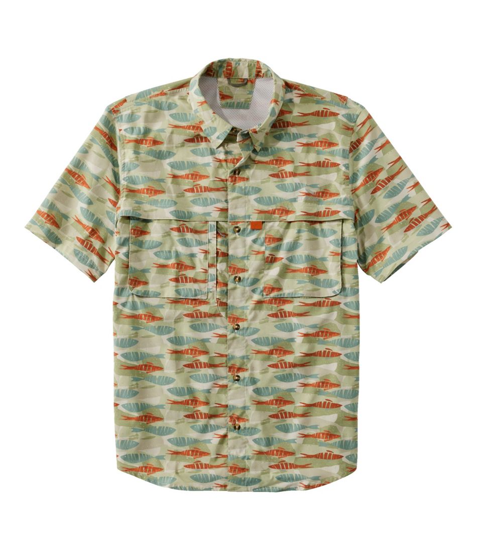Men's Tropicwear Shirt, Short-Sleeve Print Canyon Rust Fish Large, Synthetic/Nylon | L.L.Bean