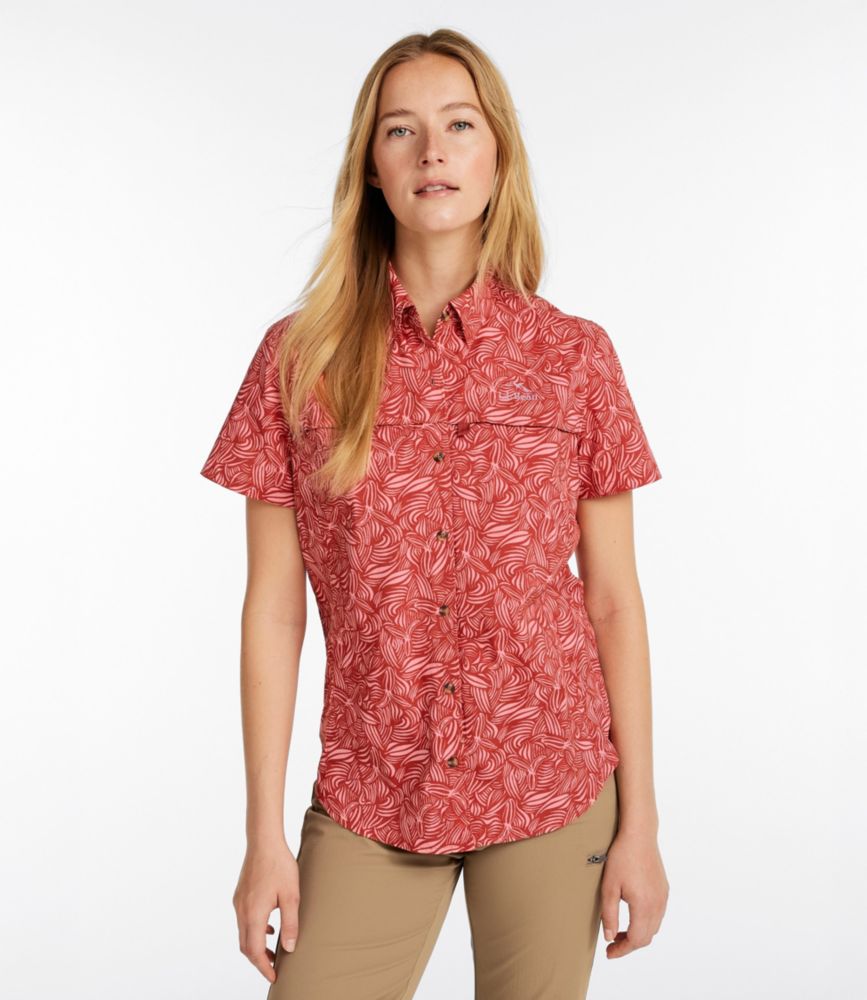 Women's Tropicwear Shirt, Short-Sleeve Print, Faded Rose Fish Print, small image number 2