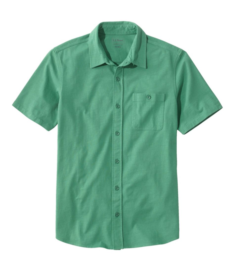 Men's Lakewashed Organic Cotton Button-Front Shirt, Short-Sleeve ...