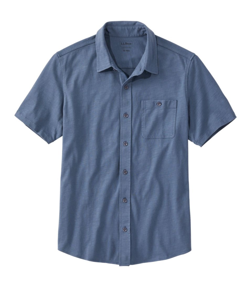 Men's Lakewashed Organic Cotton Button-Front Shirt, Short-Sleeve | Polo ...