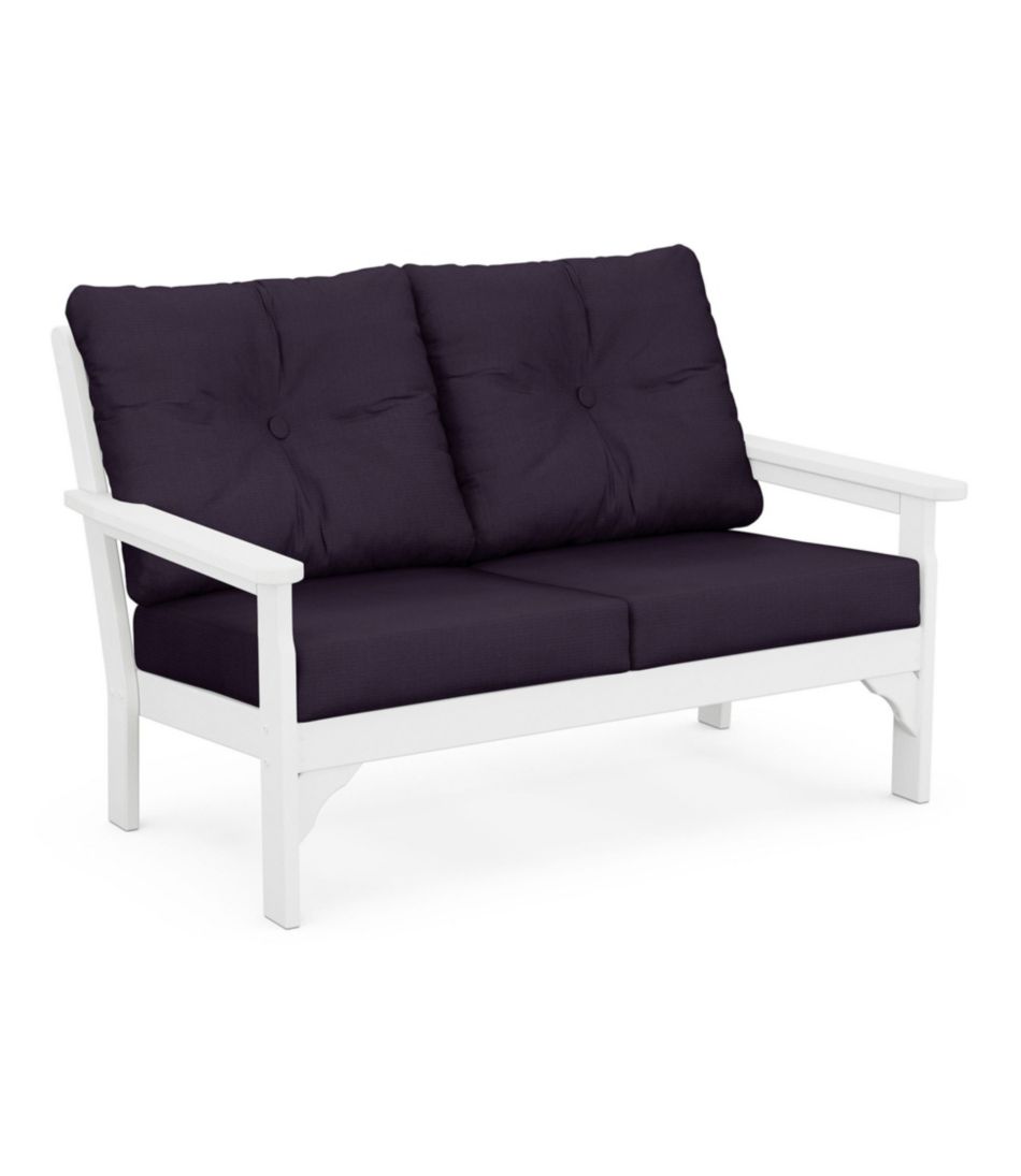 All-Weather Patio Loveseat with Textured Cushion, White