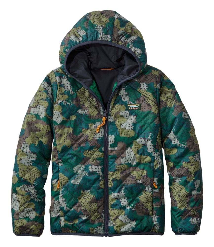 Kids' Mountain Bound Reversible Jacket, Printed, Emerald Spruce Cross Hatch Camo, small image number 1