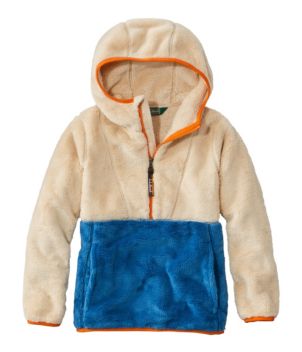 Kids' L.L.Bean Hi-Pile Fleece Hooded Pullover, Colorblock