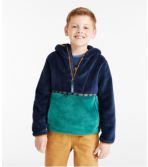 Kids' L.L.Bean Hi-Pile Fleece Hooded Pullover, Colorblock