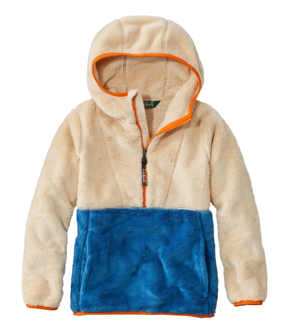 Kids' L.L.Bean Hi-Pile Fleece Hooded Pullover, Colorblock