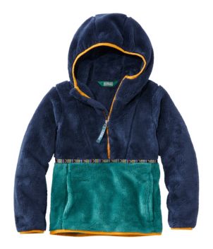 Kids' L.L.Bean Hi-Pile Fleece Hooded Pullover, Colorblock