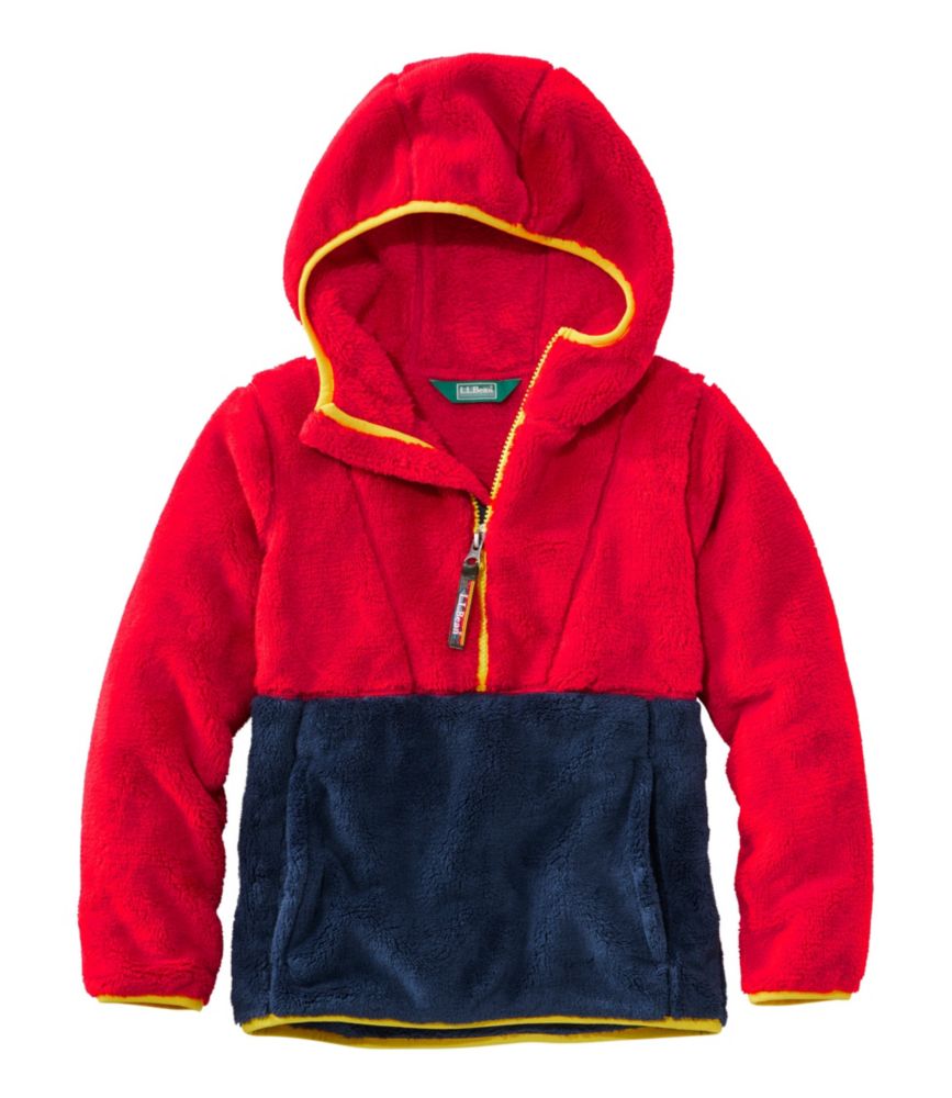 Kids' L.L.Bean Hi-Pile Fleece Hooded Pullover, Colorblock, , small image number 1