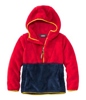 Kids' L.L.Bean Hi-Pile Fleece Hooded Pullover, Colorblock