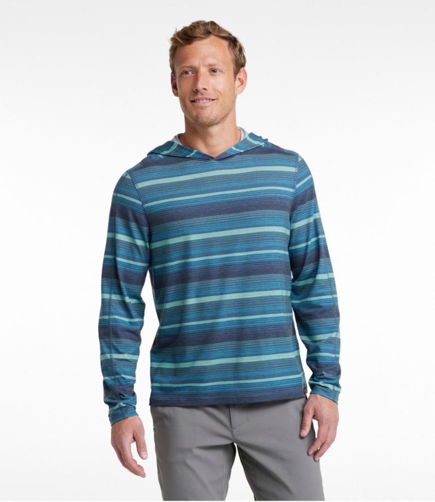 Men's Everyday SunSmart® Tee, Long-Sleeve Hoodie Stripe, Iron Blue Stripe, small image number 2
