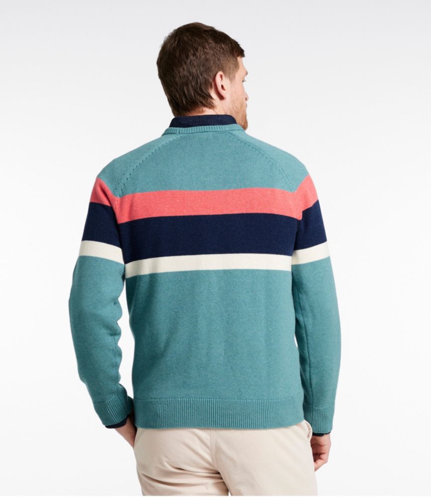 Men's Wicked Soft Cotton/Cashmere Sweater, Crewneck, Stripe, Barley, small image number 3