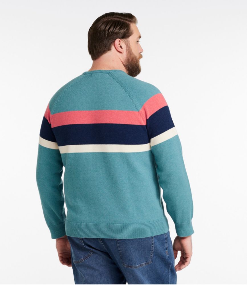 Men's Wicked Soft Cotton/Cashmere Sweater, Crewneck, Stripe, Barley, small image number 4