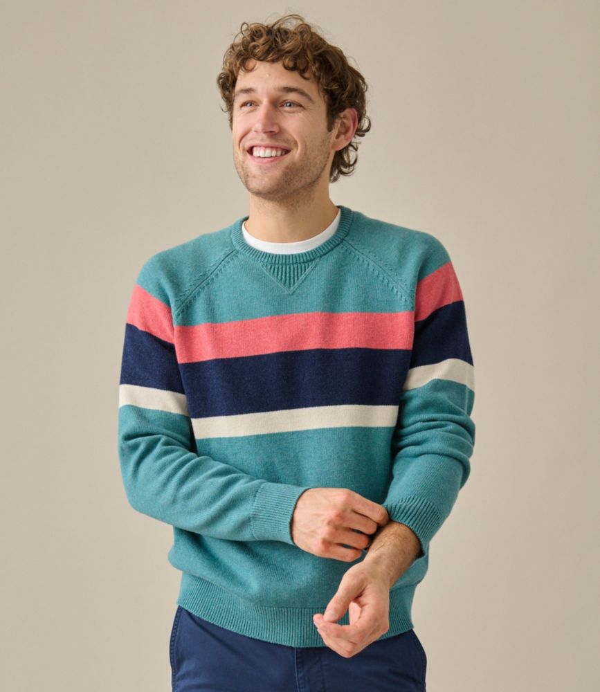 Men's Wicked Soft Cotton/Cashmere Sweater, Crewneck, Stripe