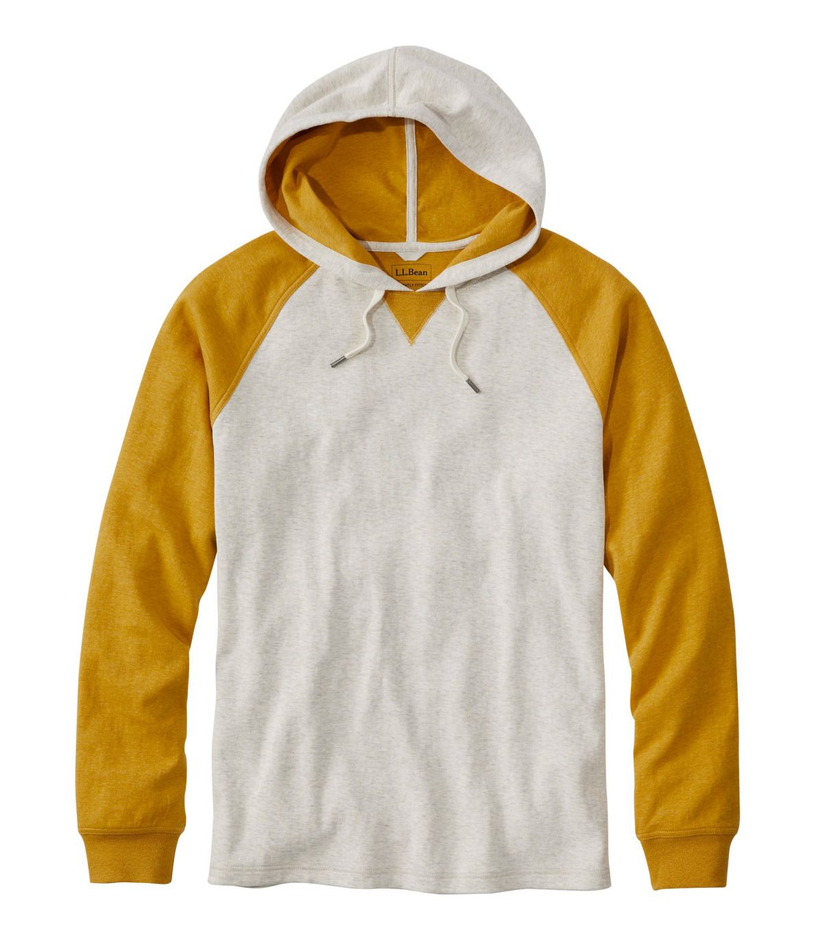 Men's Washed Cotton Double-Knit Hoodie, Colorblock