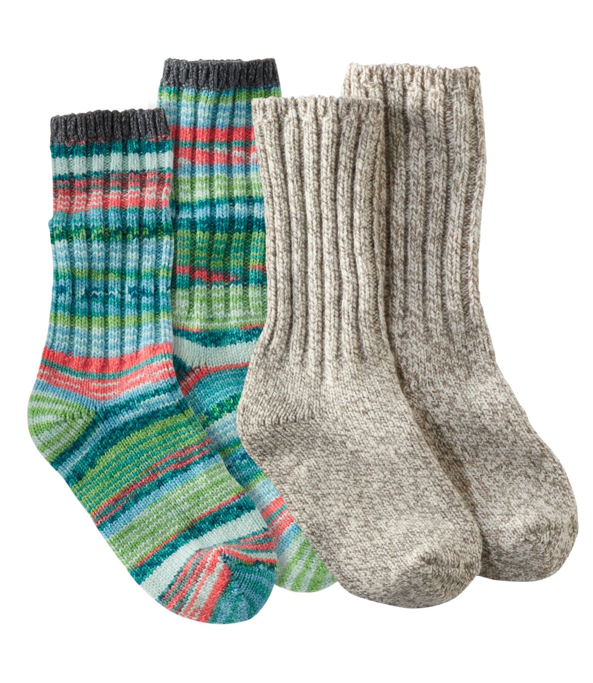 Men's Merino Wool Ragg Socks 10" TwoPack, Striped at L.L. Bean