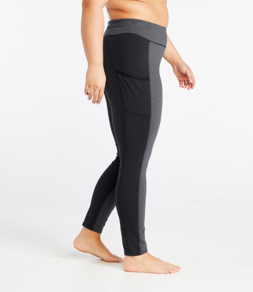 Women's Boundless Performance Pocket Tights, Mid-Rise Colorblock, Charcoal Heather/Classic Black, small image number 4