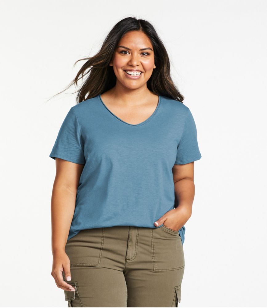 Women's Organic Cotton Tee, V-Neck Short-Sleeve, Minimal Gray, small image number 2