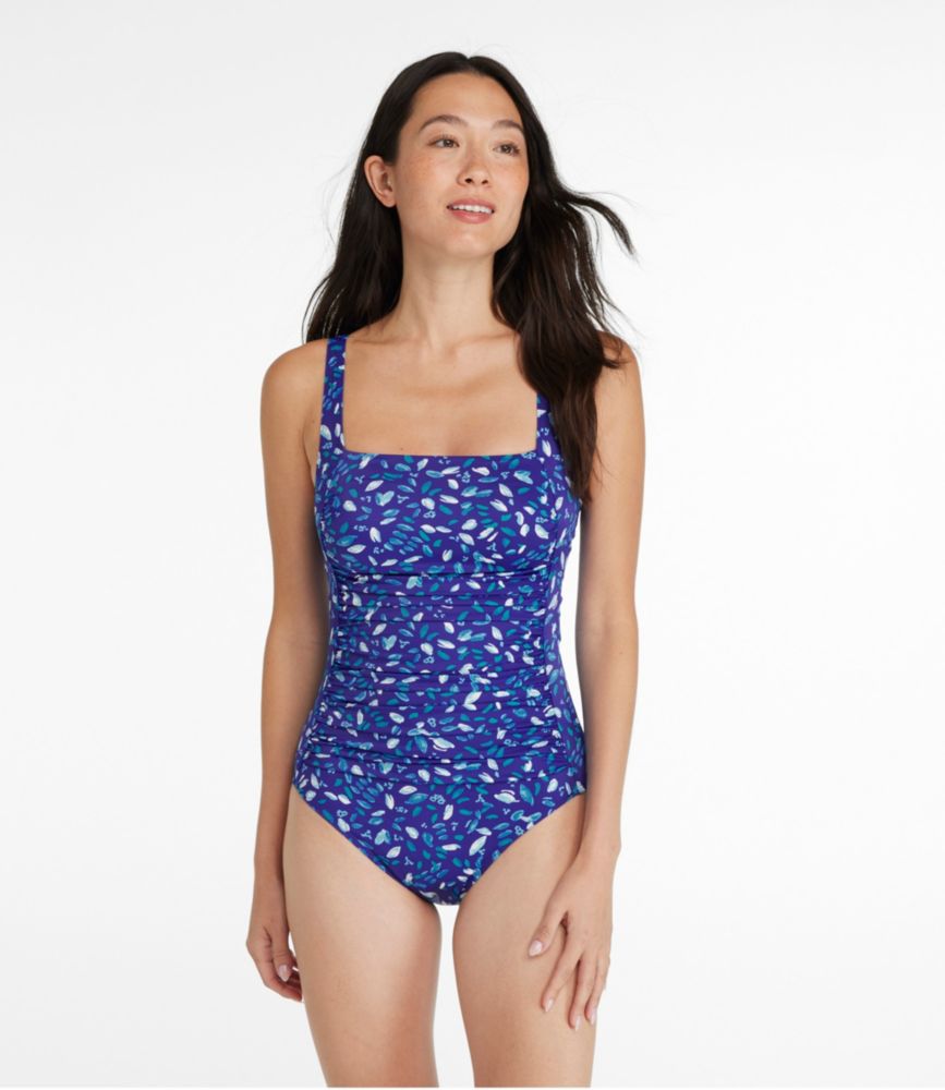 Women's BeanSport Swimwear, Squareneck Tanksuit Print, Cobalt Petal Multi, small image number 2