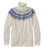 Women's Cotton/Cashmere Sweater, Turtleneck Fair Isle