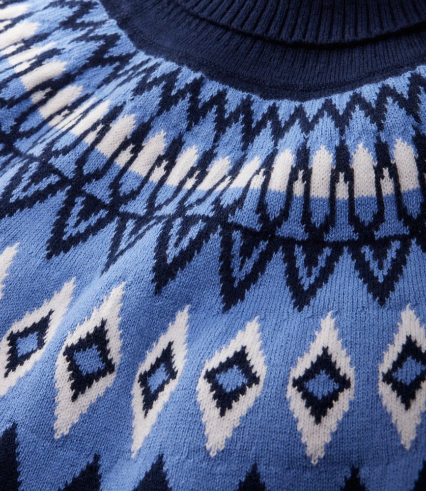 Women's Cotton/Cashmere Sweater, Turtleneck Fair Isle