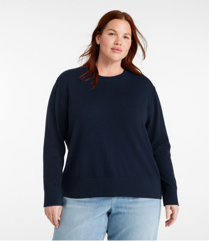 Cotton Cashmere Crewneck Sweater, Classic Black, large image number 1