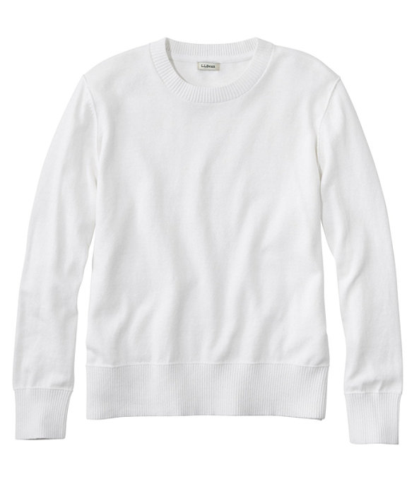 Cotton Cashmere Crewneck Sweater, Sea Salt, large image number 0