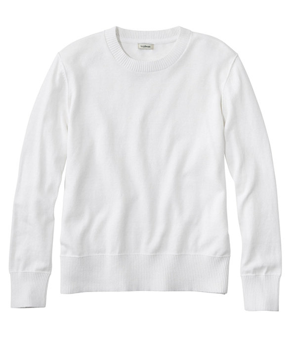 Cotton Cashmere Crewneck Sweater, Sea Salt, large image number 0