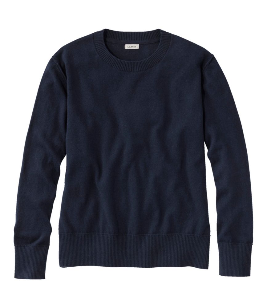 Women's Cotton/Cashmere Sweater, Crewneck, Classic Navy, small image number 1