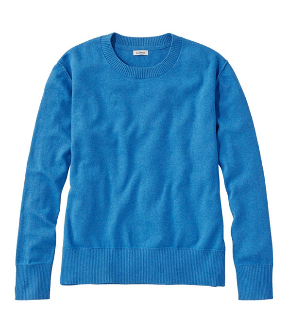 Cotton Cashmere Crewneck Sweater, Light Ocean Heather, large image number 0