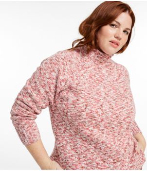 Women's Cotton Ragg Sweater, Funnelneck Pullover Space-Dye