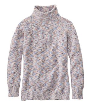 Women's Cotton Ragg Sweater, Funnelneck Pullover Space-Dye