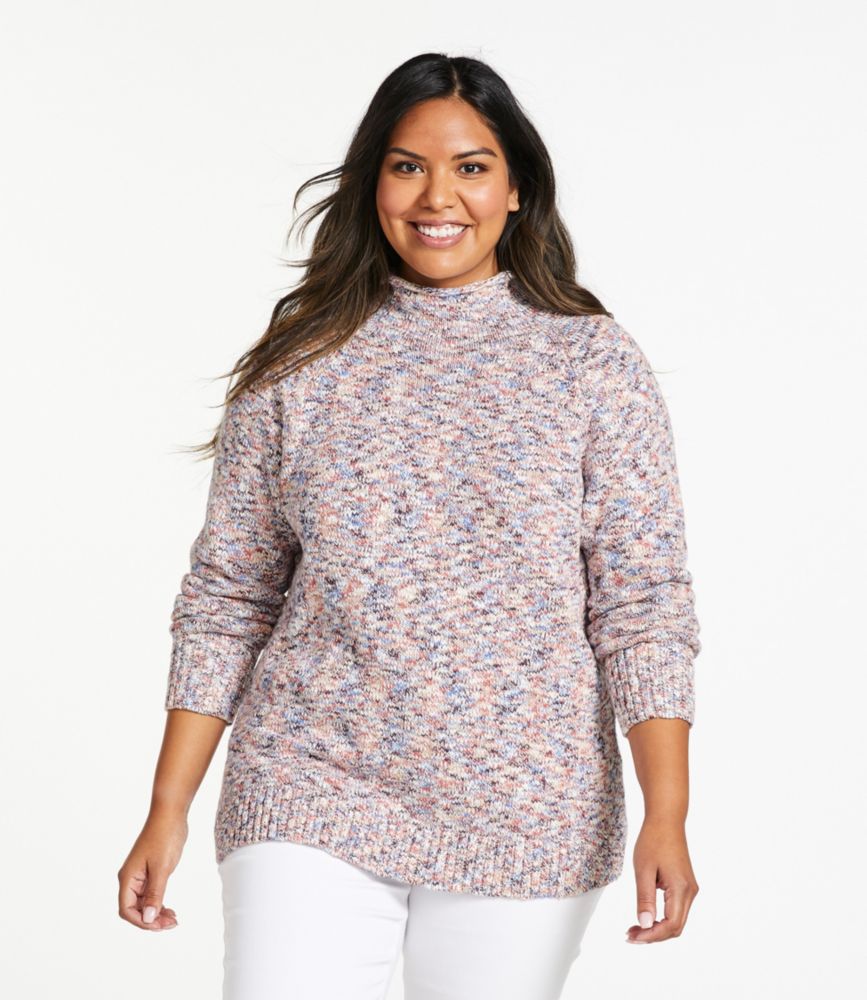 Women's Cotton Ragg Sweater, Funnelneck Pullover Space-Dye