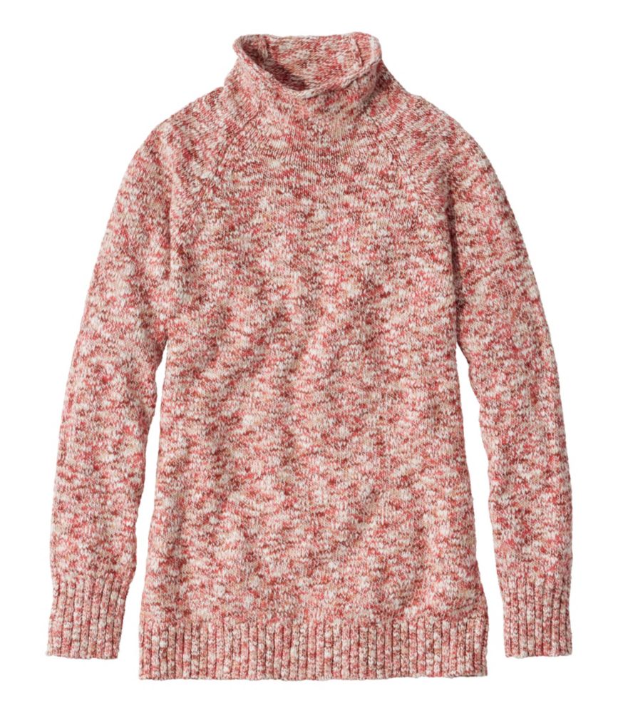 Women's Cotton Ragg Sweater, Funnelneck Pullover Space-Dye