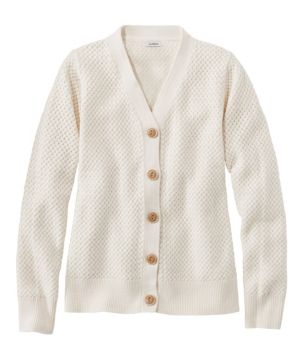 Women's Basketweave Sweater, Button-Front Cardigan