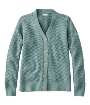 Women's Basketweave Sweater, Button-Front Cardigan