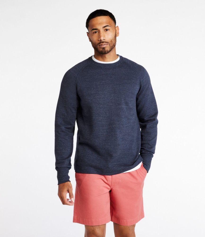 Men's Washed Cotton Double-Knit Crewneck, Slightly Fitted, Long-Sleeve ...