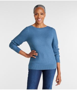 Women's Basketweave Sweater, Boatneck