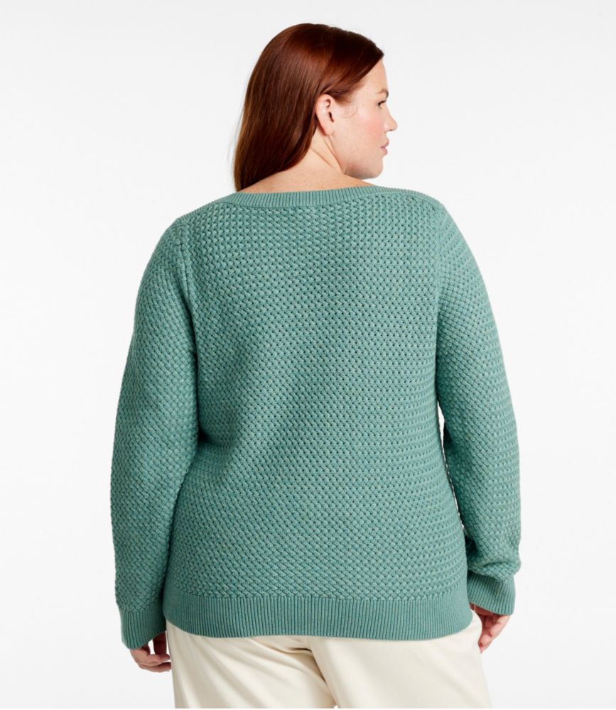 Women's Basketweave Sweater, Boatneck, Sea Salt, small image number 3