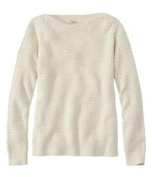 Women's Basketweave Sweater, Boatneck