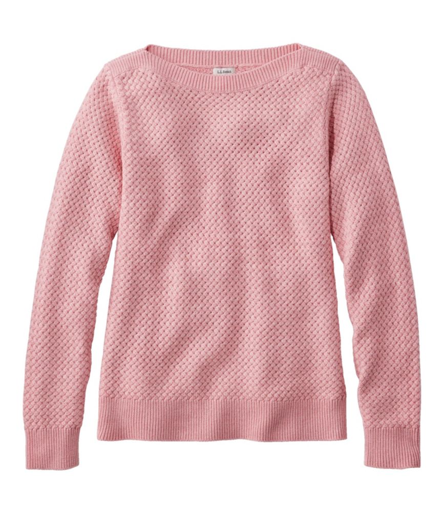 Women's Basketweave Sweater, Boatneck, Rose Wash, small image number 1