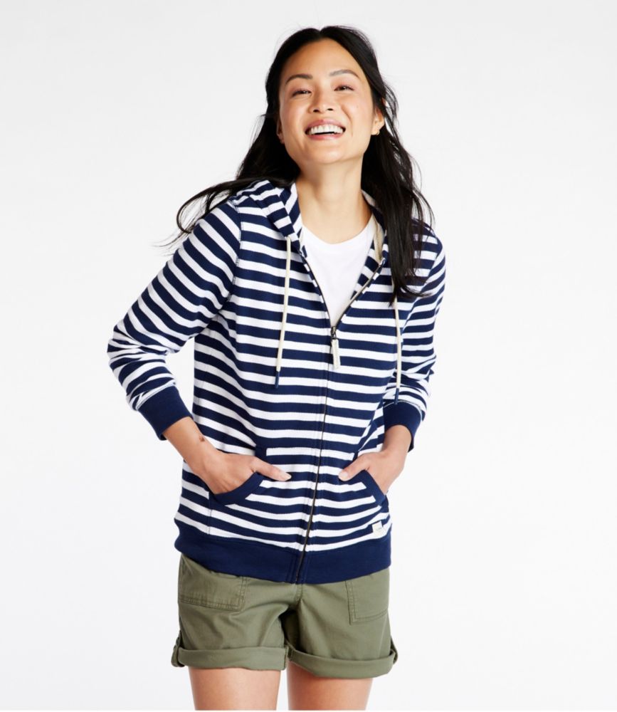 Women's Organic Cotton Hooded Sweatshirt, Long-Sleeve Stripe, , small image number 1